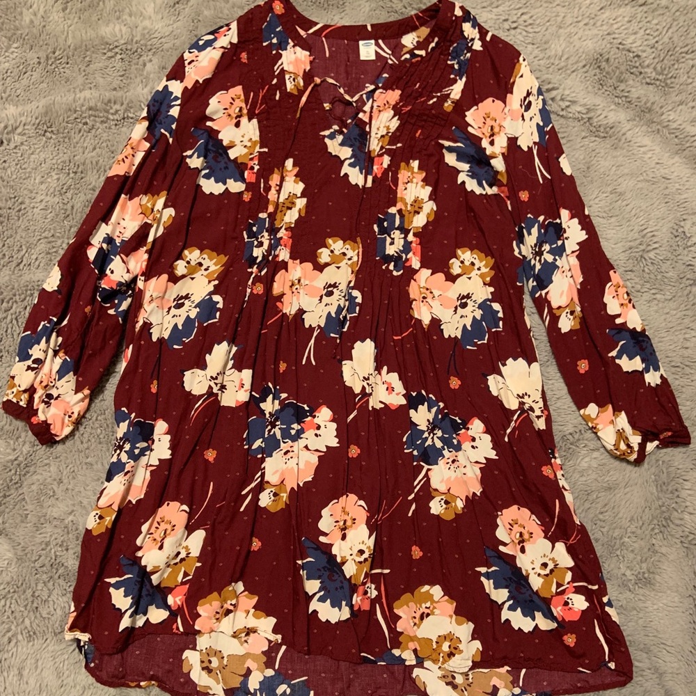 Maroon tie front dress